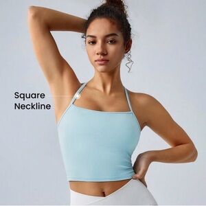 Glow mode feather fit T-racerback tank top light support. Low impact
